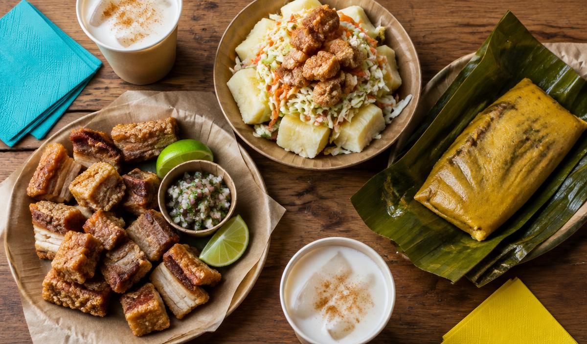 Chicharrones, vigorón, tamales y horchata en un turno